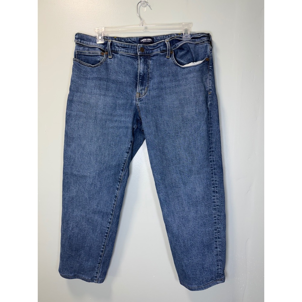 Lands End Square Rigger Mens Traditional Fit Jeans Blue Medium Wash 40x26.5